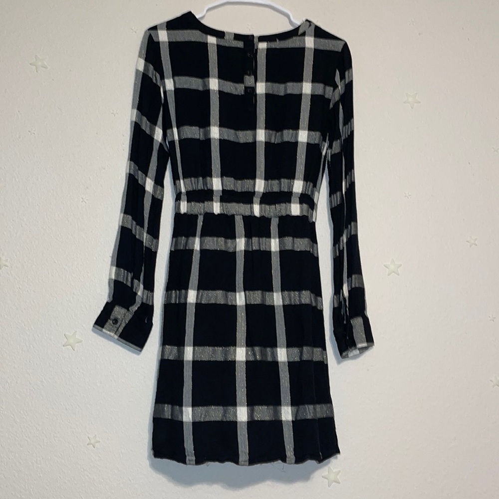 Black and white plaid shift dress with pockets size XS